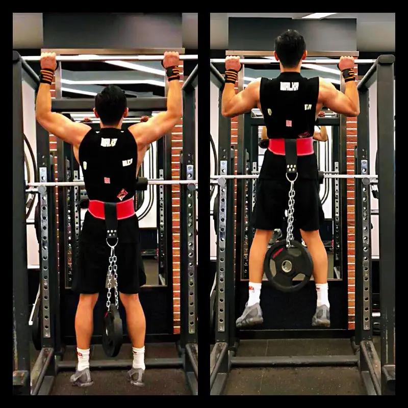 Leather Weight Lifting Belt with Chain Ring Power Training - WILKYs