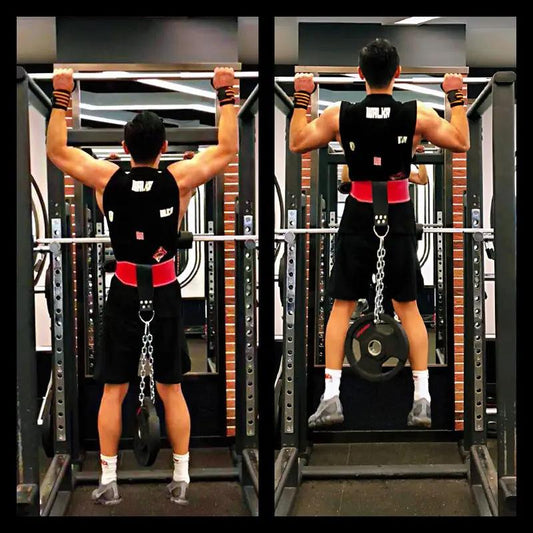 Leather Weight Lifting Belt with Chain Ring Power Training - WILKYs