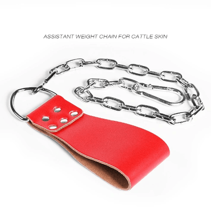 Leather Weight Lifting Belt with Chain Ring Power Training - WILKYs
