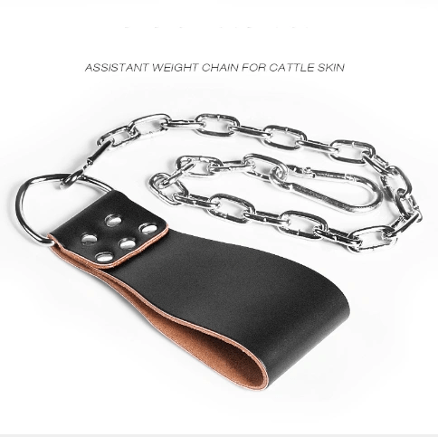 Leather Weight Lifting Belt with Chain Ring Power Training - WILKYs