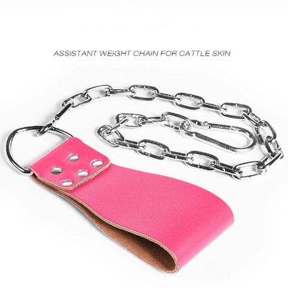 Leather Weight Lifting Belt with Chain Ring Power Training - WILKYs