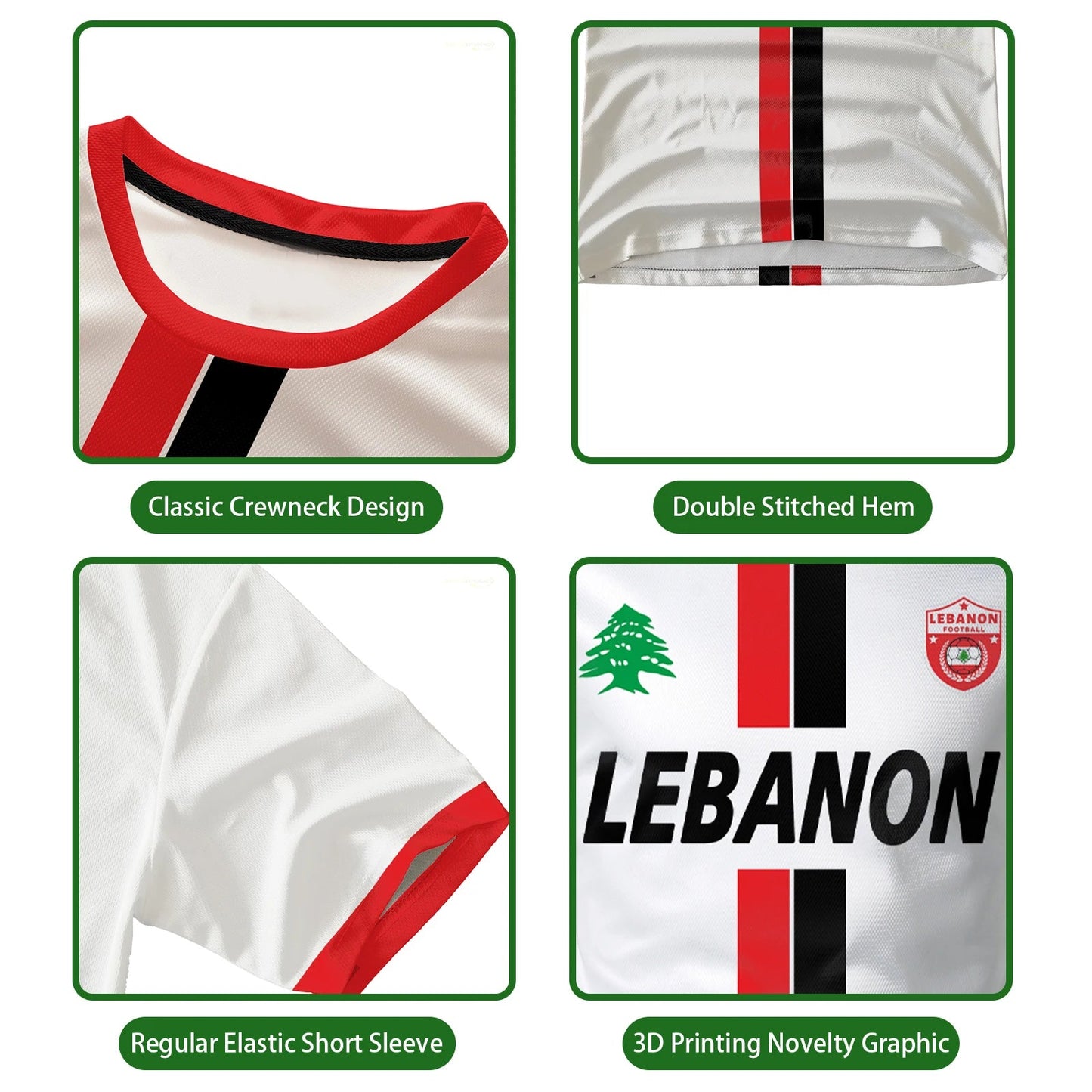 Lebanon Football Jersey – Men’s & Kids’ Lightweight Sports Tee with Lebanese Flag - WILKYs