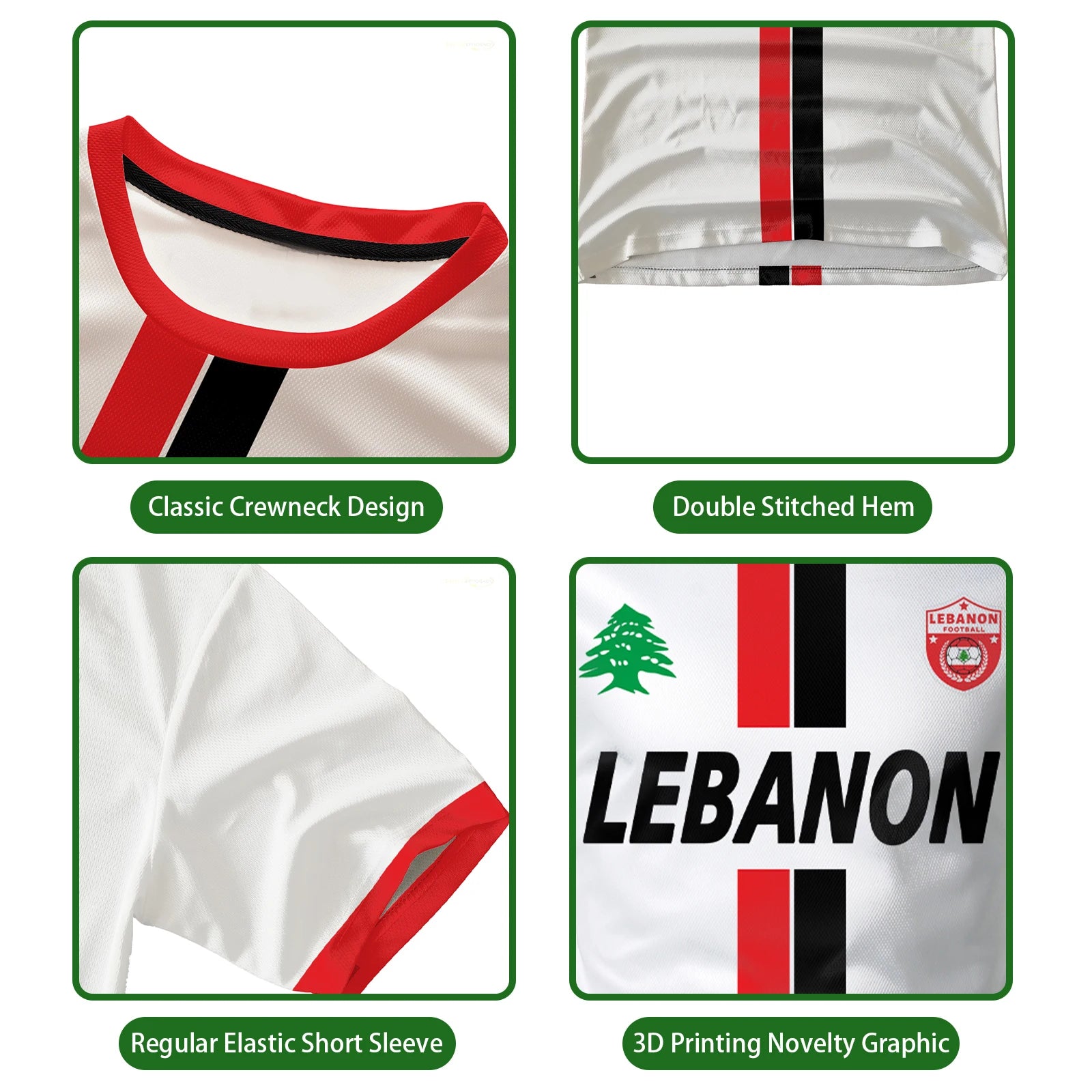 Lebanon Football Jersey – Men’s & Kids’ Lightweight Sports Tee with Lebanese Flag - WILKYs