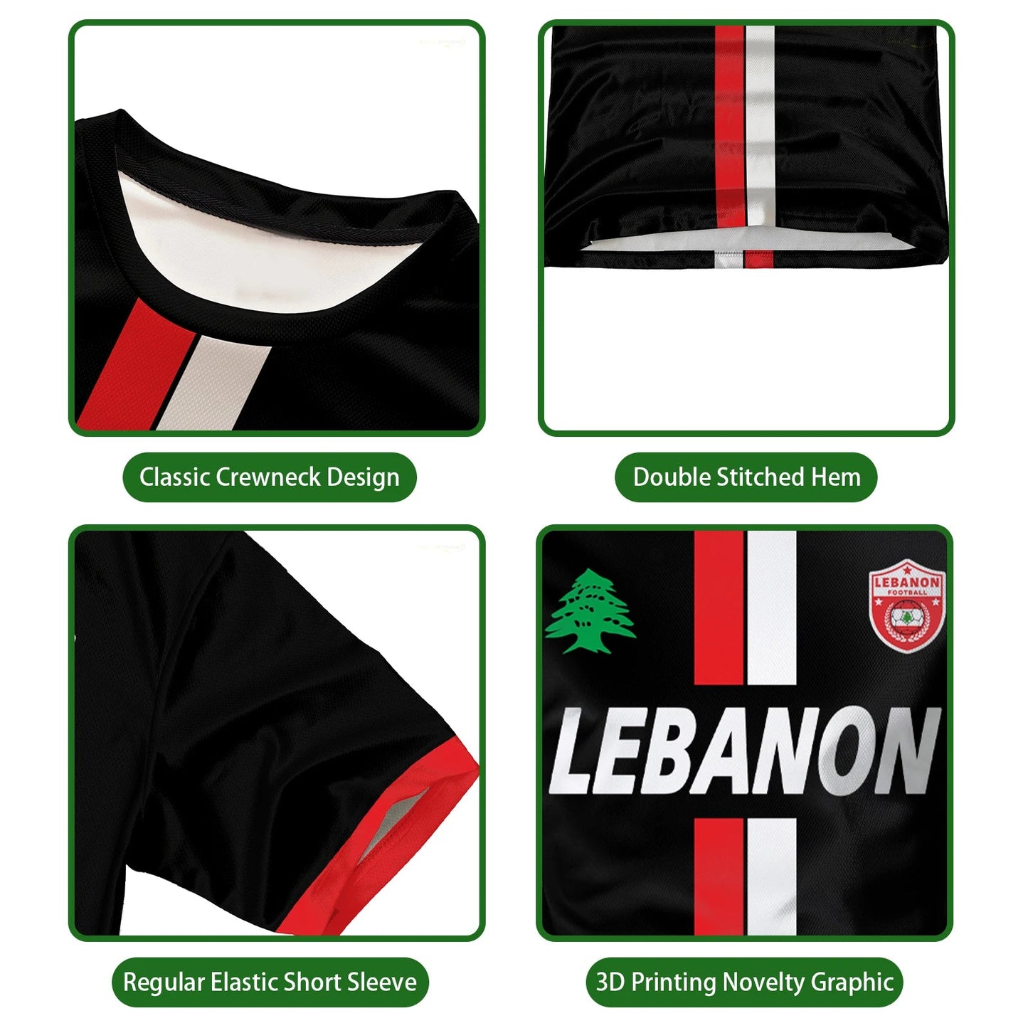 Lebanon Football Jersey – Men’s & Kids’ Lightweight Sports Tee with Lebanese Flag - WILKYs