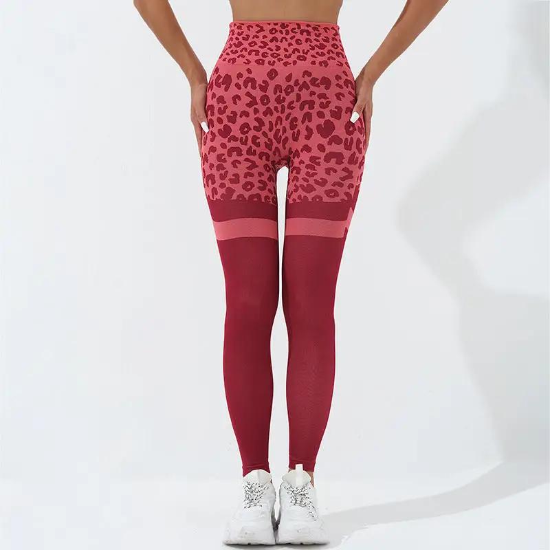 Leopard Print Fitness Pants For Women High Waist Butt Lifting Seamless Leggings Elastic Running Sport Training Yoga Pants Gym Outfits Clothing - WILKYs