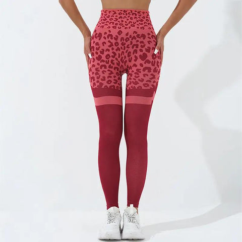 Leopard Print Fitness Pants For Women High Waist Butt Lifting Seamless Leggings Elastic Running Sport Training Yoga Pants Gym Outfits Clothing - WILKYs