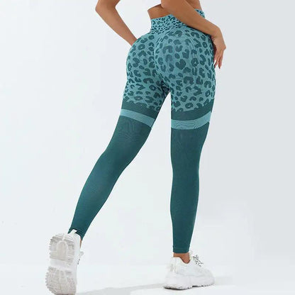Leopard Print Fitness Pants For Women High Waist Butt Lifting Seamless Leggings Elastic Running Sport Training Yoga Pants Gym Outfits Clothing - WILKYs