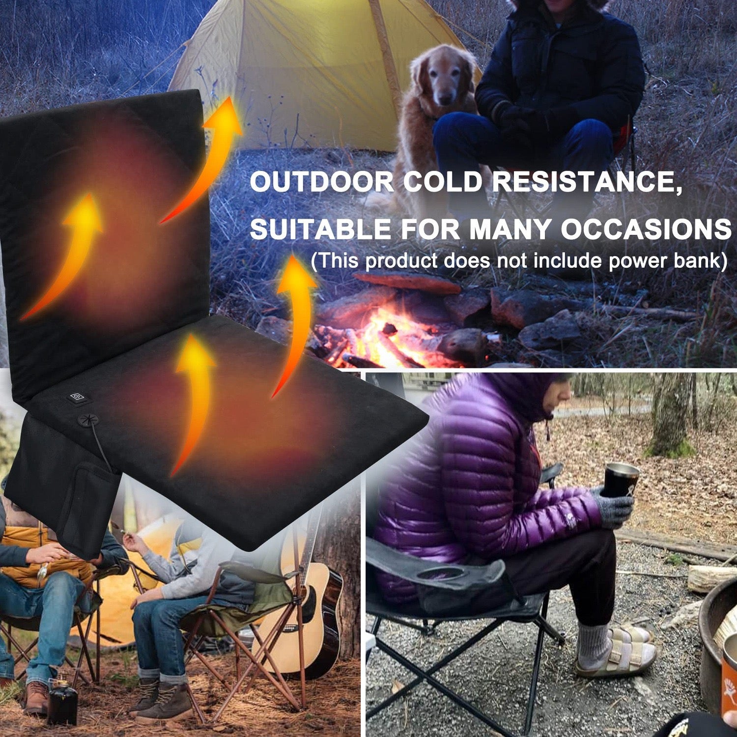 LITEGUEST Heated Outdoor Seat Cushion with Backrest – Warm for Camping - WILKYs