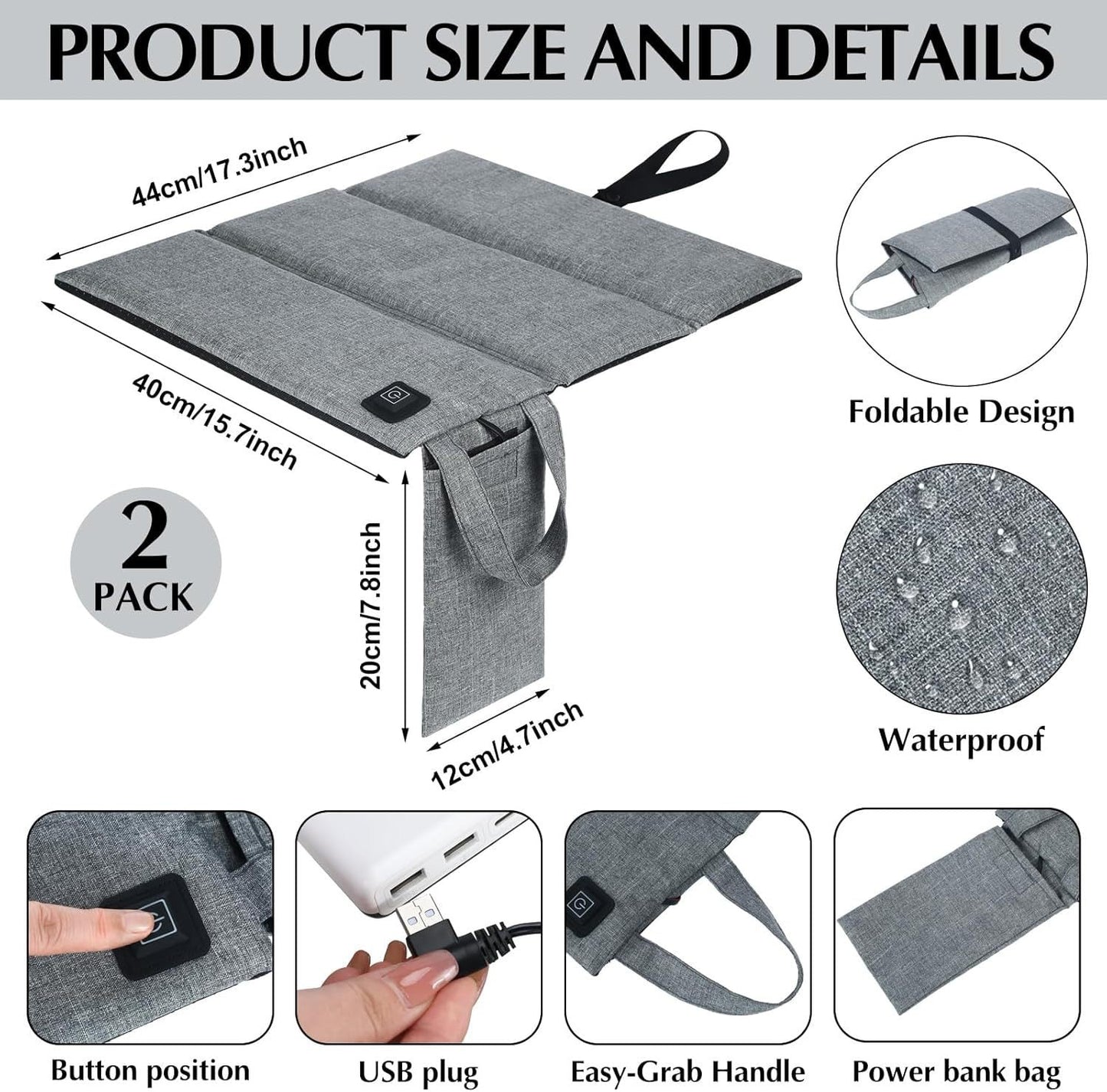 LITEGUEST Portable USB Heated Seat Cushion – Warm Anywhere Outdoors - WILKYs