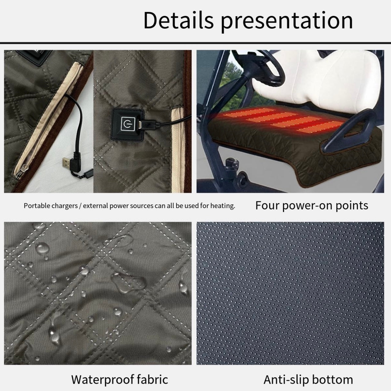 LITEGUEST USB Heated Golf Cart Seat Cushion Winter Warmth Essential - WILKYs