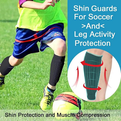 Loogdeel 1PCS Football Shin Guard Socks Sleeves with Foam,Calf Compression Sleeve Honeycomb Pads,Sports Legging&Soccer Equipment - WILKYs