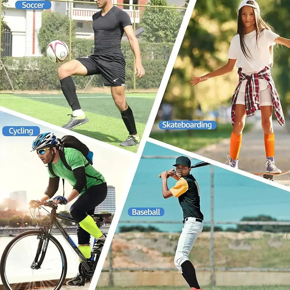 Loogdeel 1PCS Football Shin Guard Socks Sleeves with Foam,Calf Compression Sleeve Honeycomb Pads,Sports Legging&Soccer Equipment - WILKYs