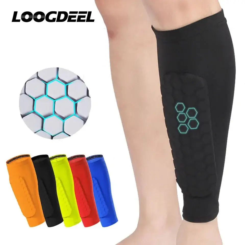 Loogdeel 1PCS Football Shin Guard Socks Sleeves with Foam,Calf Compression Sleeve Honeycomb Pads,Sports Legging&Soccer Equipment - WILKYs