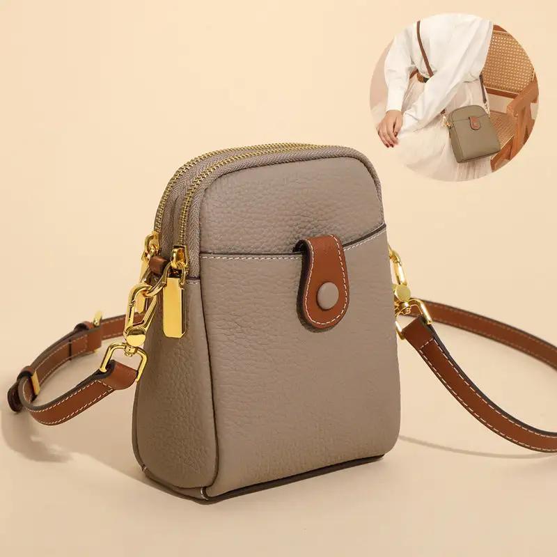 Lychee Pattern Mobile Phone Bag Small High Quality Leather Crossbody Bags For Women Wallet - WILKYs