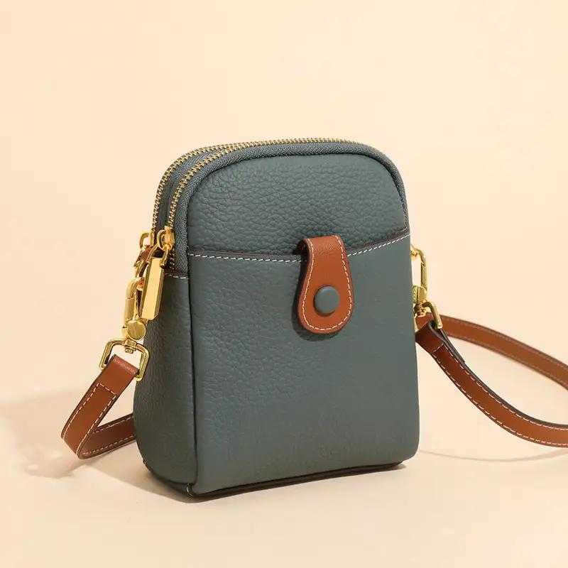 Lychee Pattern Mobile Phone Bag Small High Quality Leather Crossbody Bags For Women Wallet - WILKYs