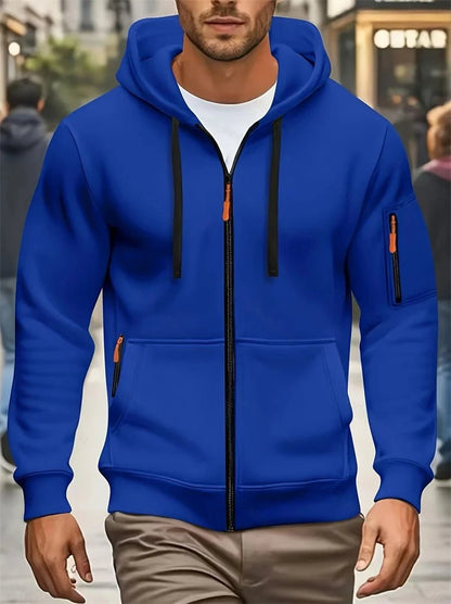 Men's Autumn Winter Hoodies Long Sleeve Sweatshirt Zipper Design Hooded Sweatshirt Men Sportswear Slim Fit Casual coat men tops - WILKYs