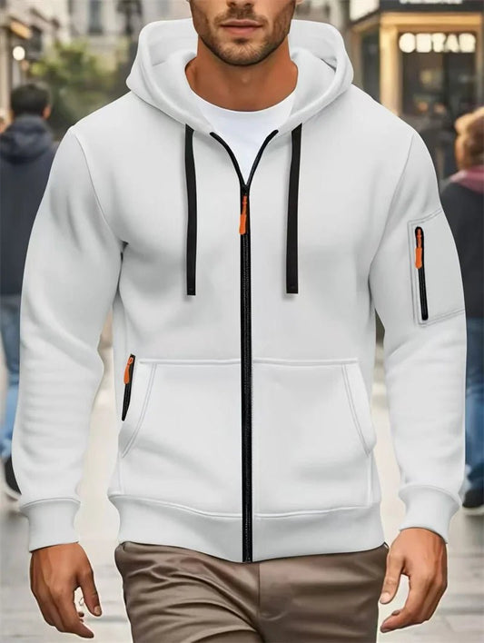 Men's Autumn Winter Hoodies Long Sleeve Sweatshirt Zipper Design Hooded Sweatshirt Men Sportswear Slim Fit Casual coat men tops - WILKYs