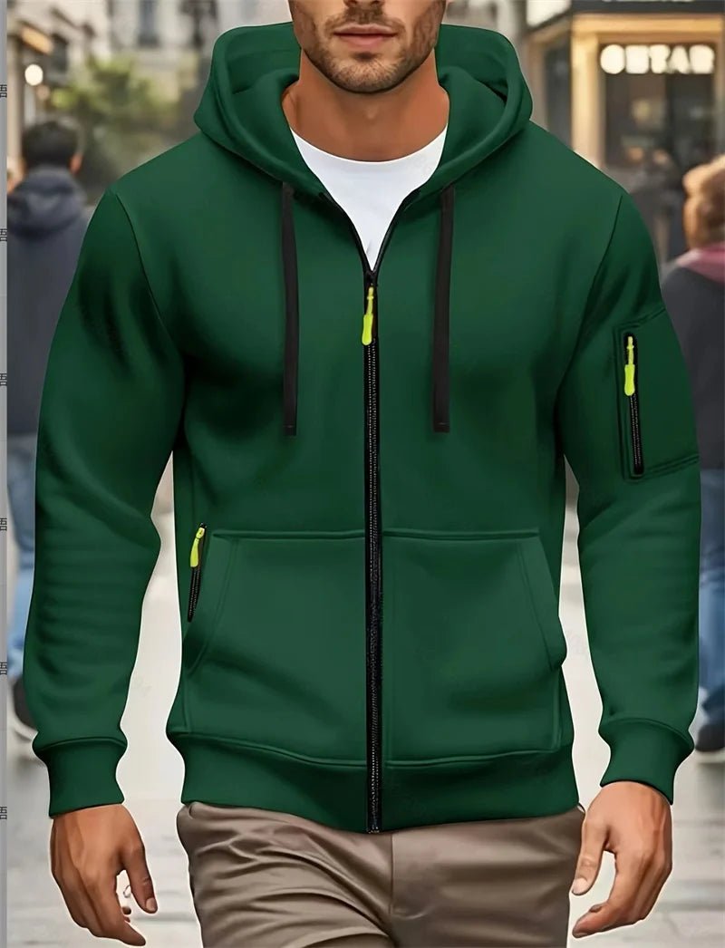 Men's Autumn Winter Hoodies Long Sleeve Sweatshirt Zipper Design Hooded Sweatshirt Men Sportswear Slim Fit Casual coat men tops - WILKYs