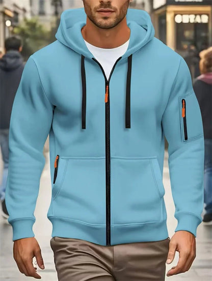 Men's Autumn Winter Hoodies Long Sleeve Sweatshirt Zipper Design Hooded Sweatshirt Men Sportswear Slim Fit Casual coat men tops - WILKYs