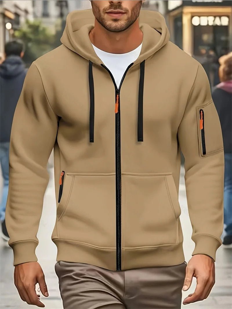 Men's Autumn Winter Hoodies Long Sleeve Sweatshirt Zipper Design Hooded Sweatshirt Men Sportswear Slim Fit Casual coat men tops - WILKYs