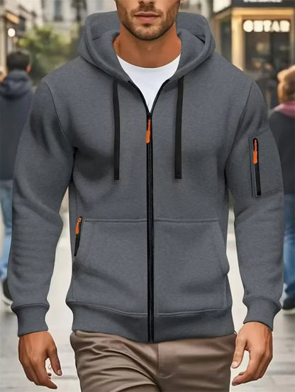 Men's Autumn Winter Hoodies Long Sleeve Sweatshirt Zipper Design Hooded Sweatshirt Men Sportswear Slim Fit Casual coat men tops - WILKYs