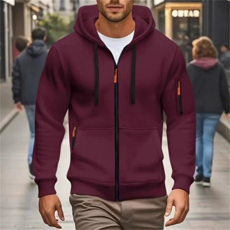 Men's Autumn Winter Hoodies Long Sleeve Sweatshirt Zipper Design Hooded Sweatshirt Men Sportswear Slim Fit Casual coat men tops - WILKYs