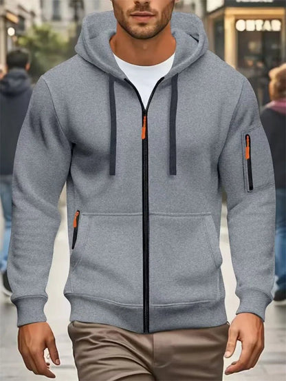 Men's Autumn Winter Hoodies Long Sleeve Sweatshirt Zipper Design Hooded Sweatshirt Men Sportswear Slim Fit Casual coat men tops - WILKYs