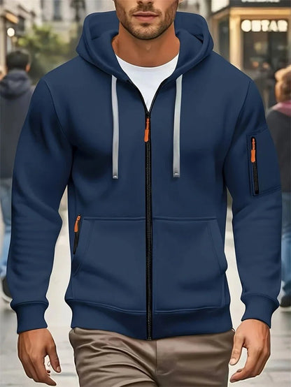 Men's Autumn Winter Hoodies Long Sleeve Sweatshirt Zipper Design Hooded Sweatshirt Men Sportswear Slim Fit Casual coat men tops - WILKYs