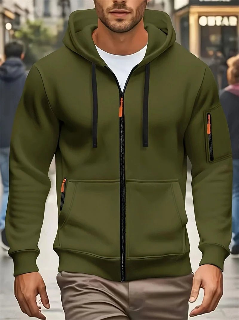 Men's Autumn Winter Hoodies Long Sleeve Sweatshirt Zipper Design Hooded Sweatshirt Men Sportswear Slim Fit Casual coat men tops - WILKYs