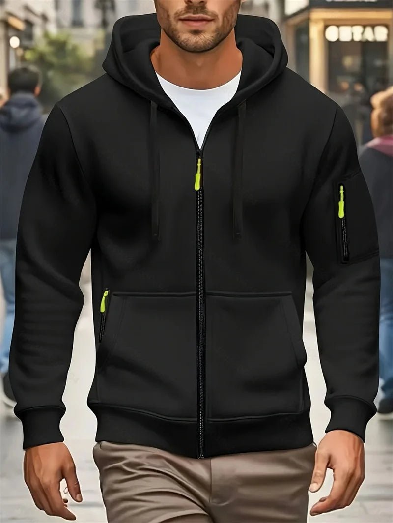 Men's Autumn Winter Hoodies Long Sleeve Sweatshirt Zipper Design Hooded Sweatshirt Men Sportswear Slim Fit Casual coat men tops - WILKYs