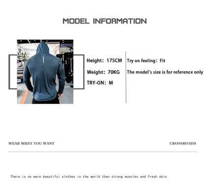 Mens Fitness Tracksuit Running Sport Hoodie Gym Joggers Hooded Outdoor Workout Athletic Clothing Muscle Training Sweatshirt Tops - WILKYs