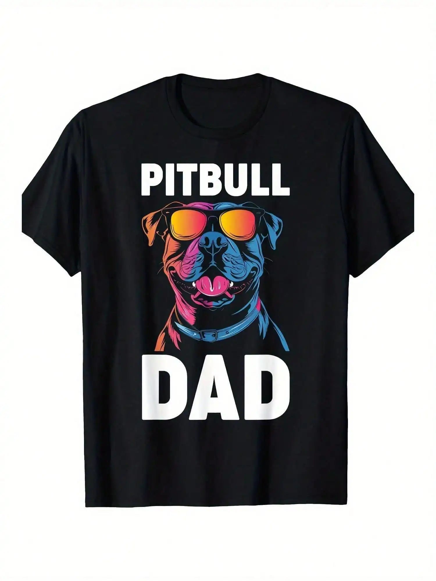 Men's Pitbull Dad Graphic T-Shirt - 100% Cotton, Short Sleeve, Crew Neck, Casual Fit, Machine Washable, Machine Washable Top, - WILKYs