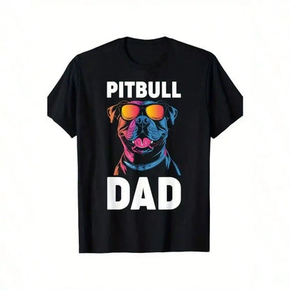 Men's Pitbull Dad Graphic T-Shirt - 100% Cotton, Short Sleeve, Crew Neck, Casual Fit, Machine Washable, Machine Washable Top, - WILKYs
