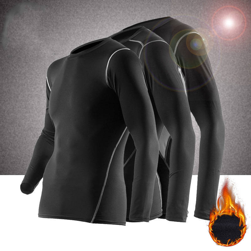 Men's Sports Fitness Clothing Set Running Training Basketball Plus Velvet Compression Pants - WILKYs