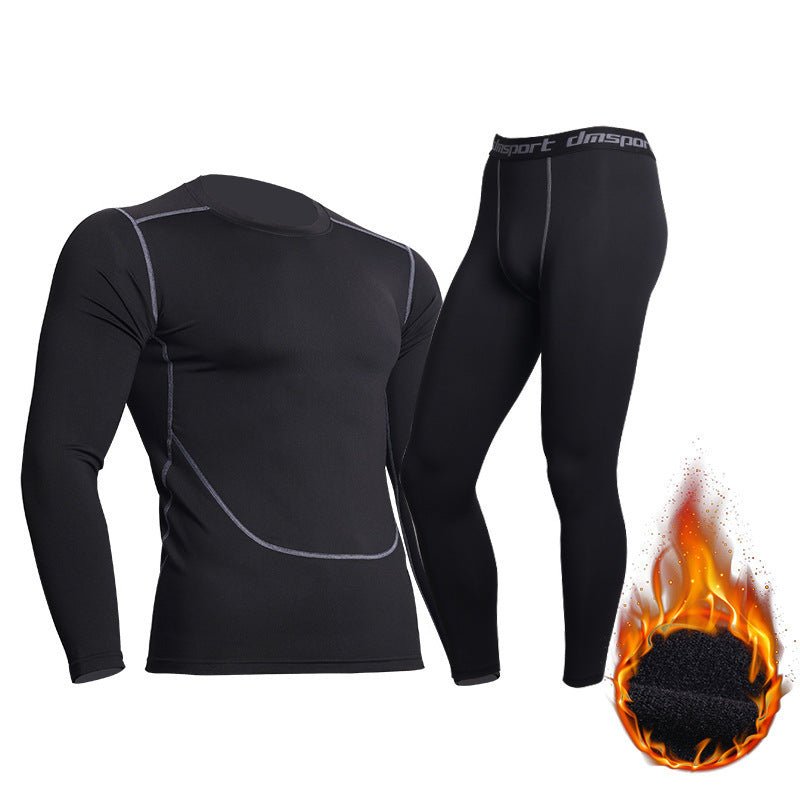 Men's Sports Fitness Clothing Set Running Training Basketball Plus Velvet Compression Pants - WILKYs