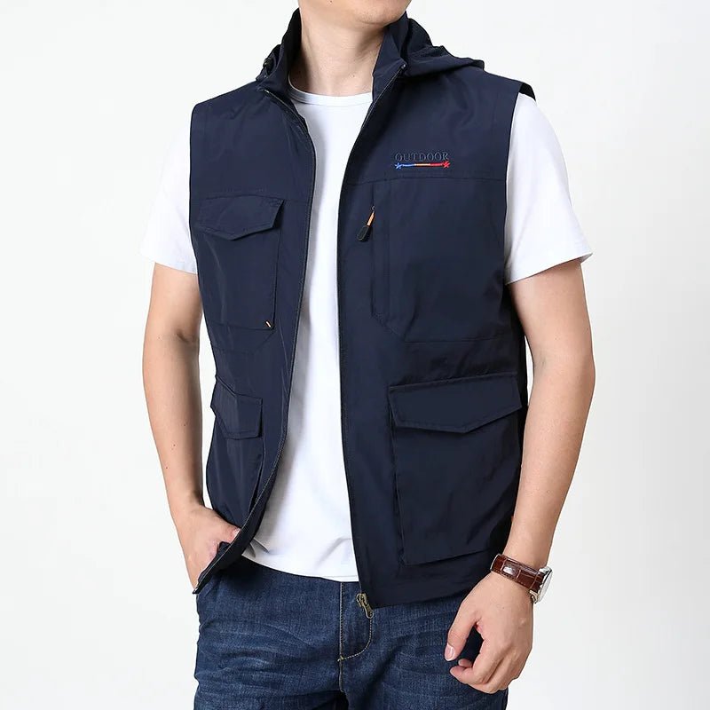 Men's Hooded Sleeveless Vest for Outdoors-Travel Waistcoat - WILKYs