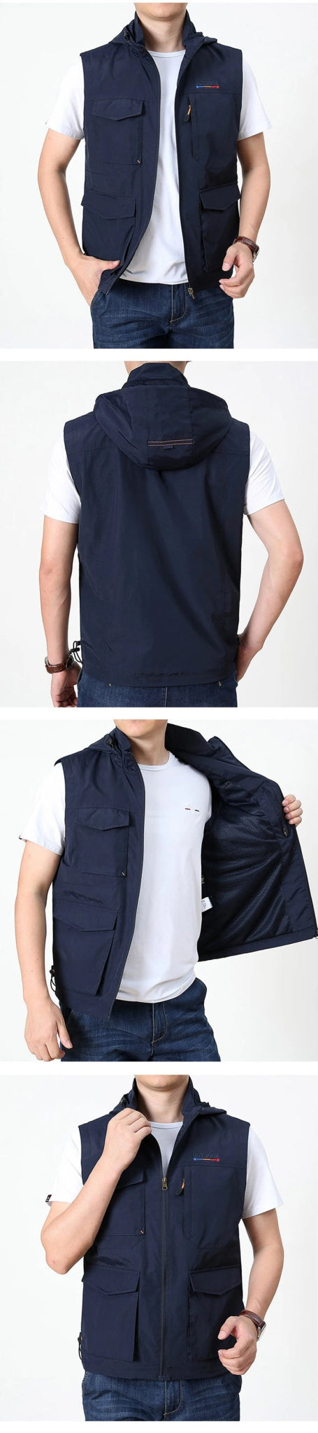 Men's Hooded Sleeveless Vest for Outdoors-Travel Waistcoat - WILKYs