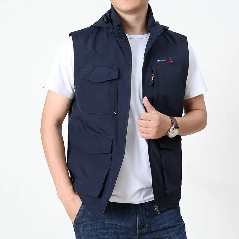 Men's Hooded Sleeveless Vest for Outdoors-Travel Waistcoat- WILKYs