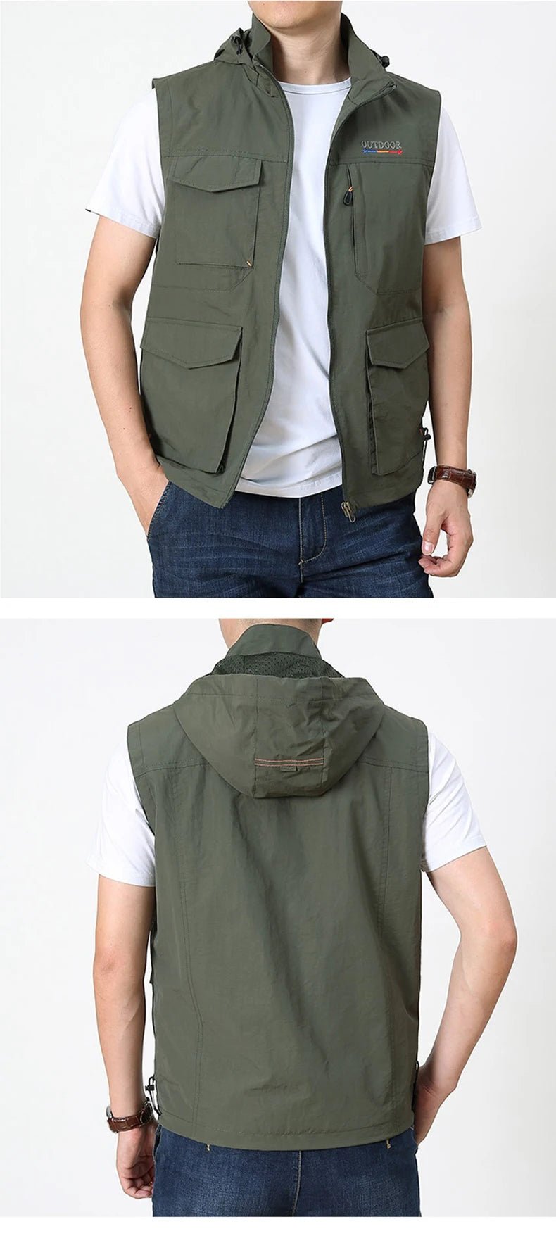 Men's Hooded Sleeveless Vest for Outdoors-Travel Waistcoat - WILKYs