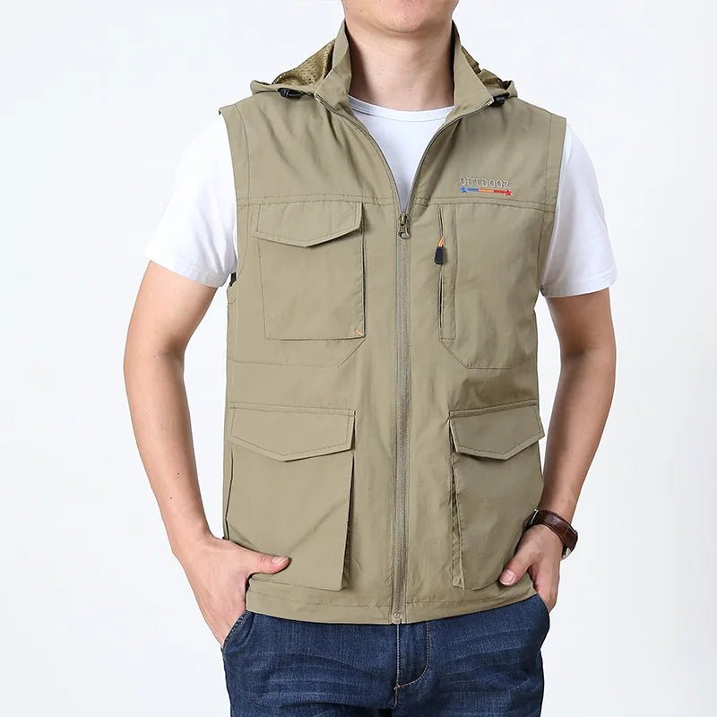 Men's Hooded Sleeveless Vest for Outdoors-Travel Waistcoat - WILKYs
