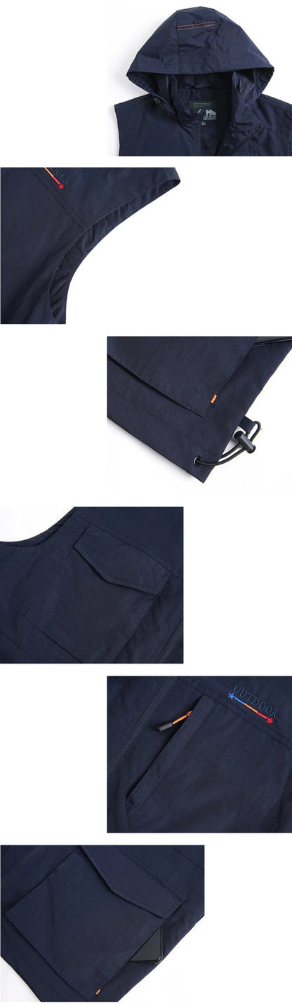 Men's Hooded Sleeveless Vest for Outdoors-Travel Waistcoat - WILKYs