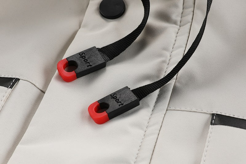 Men'S Winter Windbreaker Jacket with Warm Hood - Maroon Zip - Up Outdoor Coat, Stand Collar, Multiple Pockets, Casual Sporty Design for Cold Weather, Winter Jacket - WILKYs