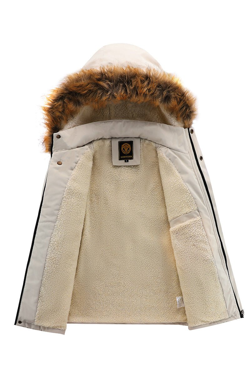 Men'S Winter Windbreaker Jacket with Warm Hood - Maroon Zip - Up Outdoor Coat, Stand Collar, Multiple Pockets, Casual Sporty Design for Cold Weather, Winter Jacket - WILKYs