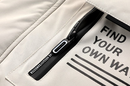 Men'S Winter Windbreaker Jacket with Warm Hood - Maroon Zip - Up Outdoor Coat, Stand Collar, Multiple Pockets, Casual Sporty Design for Cold Weather, Winter Jacket - WILKYs