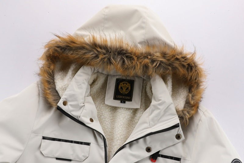 Men'S Winter Windbreaker Jacket with Warm Hood - Maroon Zip - Up Outdoor Coat, Stand Collar, Multiple Pockets, Casual Sporty Design for Cold Weather, Winter Jacket - WILKYs