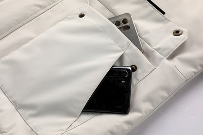 Men'S Winter Windbreaker Jacket with Warm Hood - Maroon Zip - Up Outdoor Coat, Stand Collar, Multiple Pockets, Casual Sporty Design for Cold Weather, Winter Jacket - WILKYs