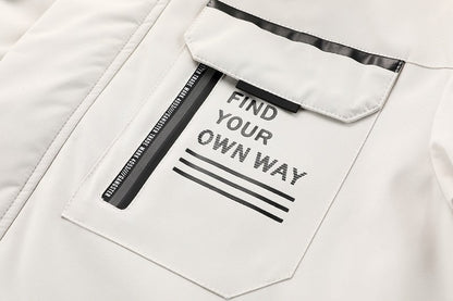 Men'S Winter Windbreaker Jacket with Warm Hood - Maroon Zip - Up Outdoor Coat, Stand Collar, Multiple Pockets, Casual Sporty Design for Cold Weather, Winter Jacket - WILKYs