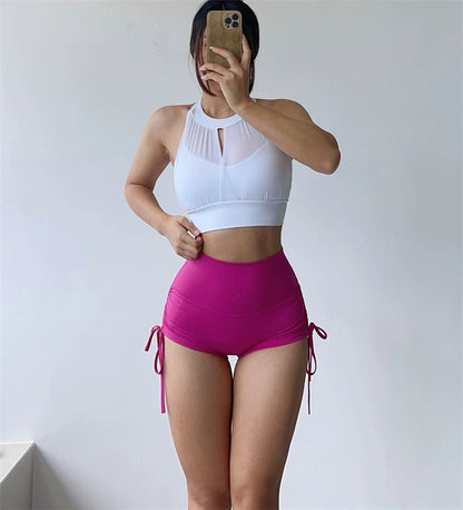 Mesh Sexy Dance Slightly Pleated Vest Bra Yoga - WILKYs