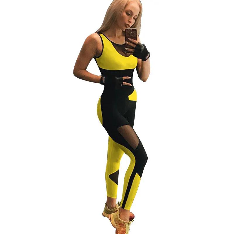 Mesh Stitching Yoga Fitness Jumpsuit - WILKYs