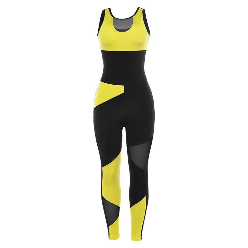Mesh Stitching Yoga Fitness Jumpsuit - WILKYs